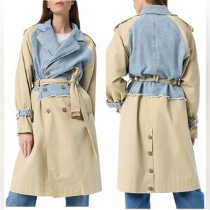 $289 DO BY DEE OCLEPPO  Julia Mixed Media Trench Coat Size L